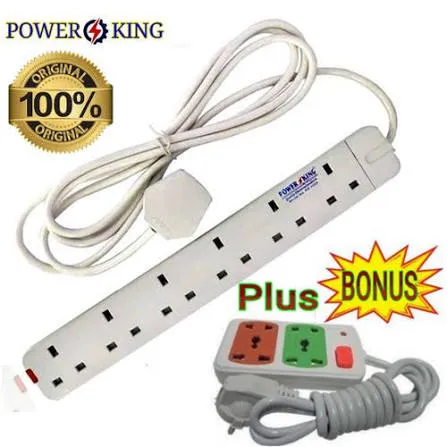 Power King Quality Extension 3M (6 Sockets, 13A Fused, 230V) – Safe, Durable, and High-Performance Power Solution