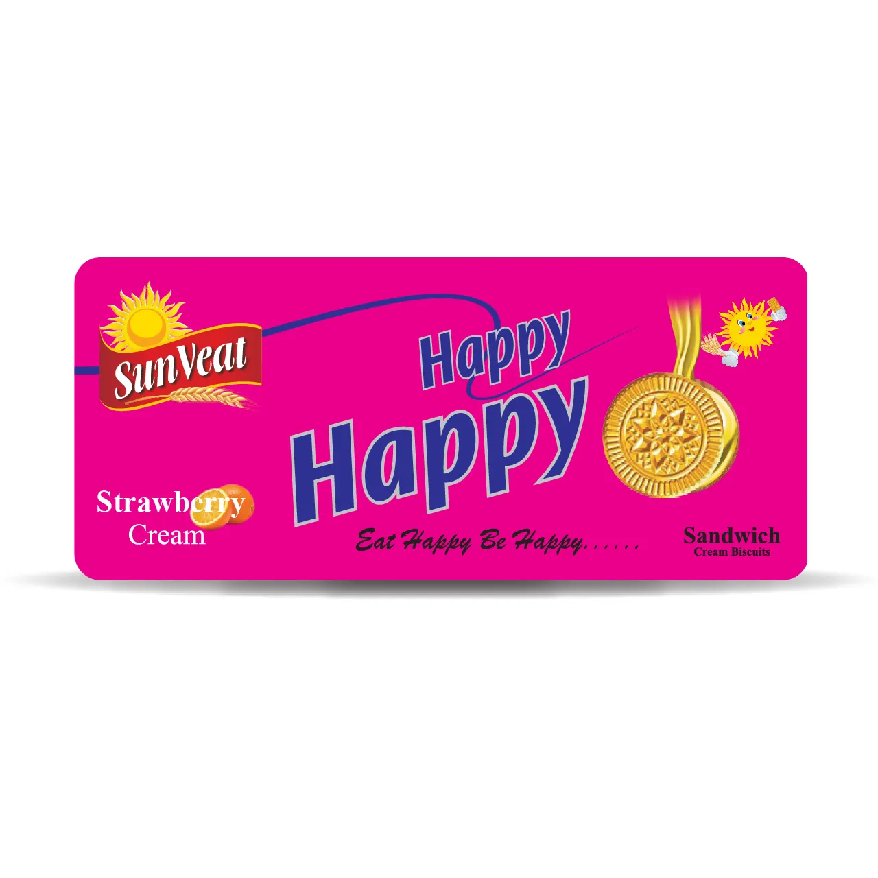 Happy sunveal Strawberry cream biscuits box pack 60 pcs