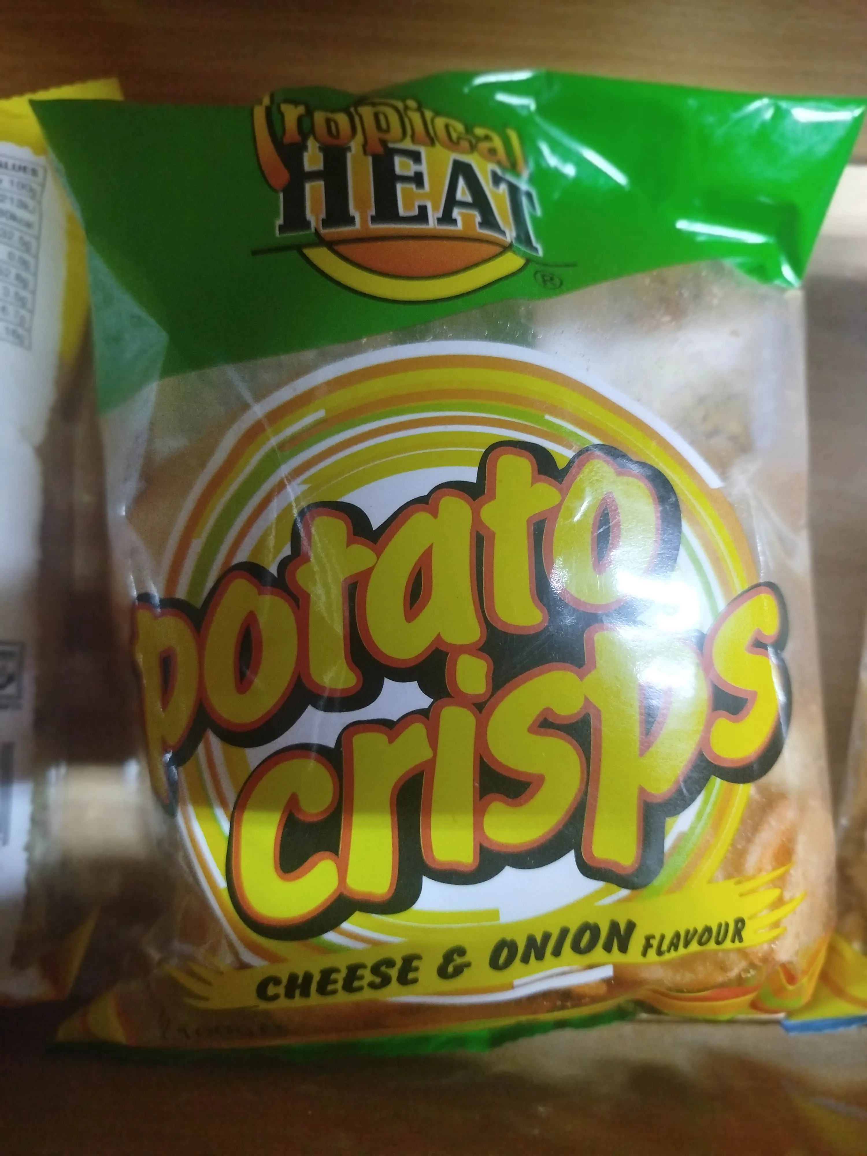 Tropical heat potato crisps - cheese and onion flavour