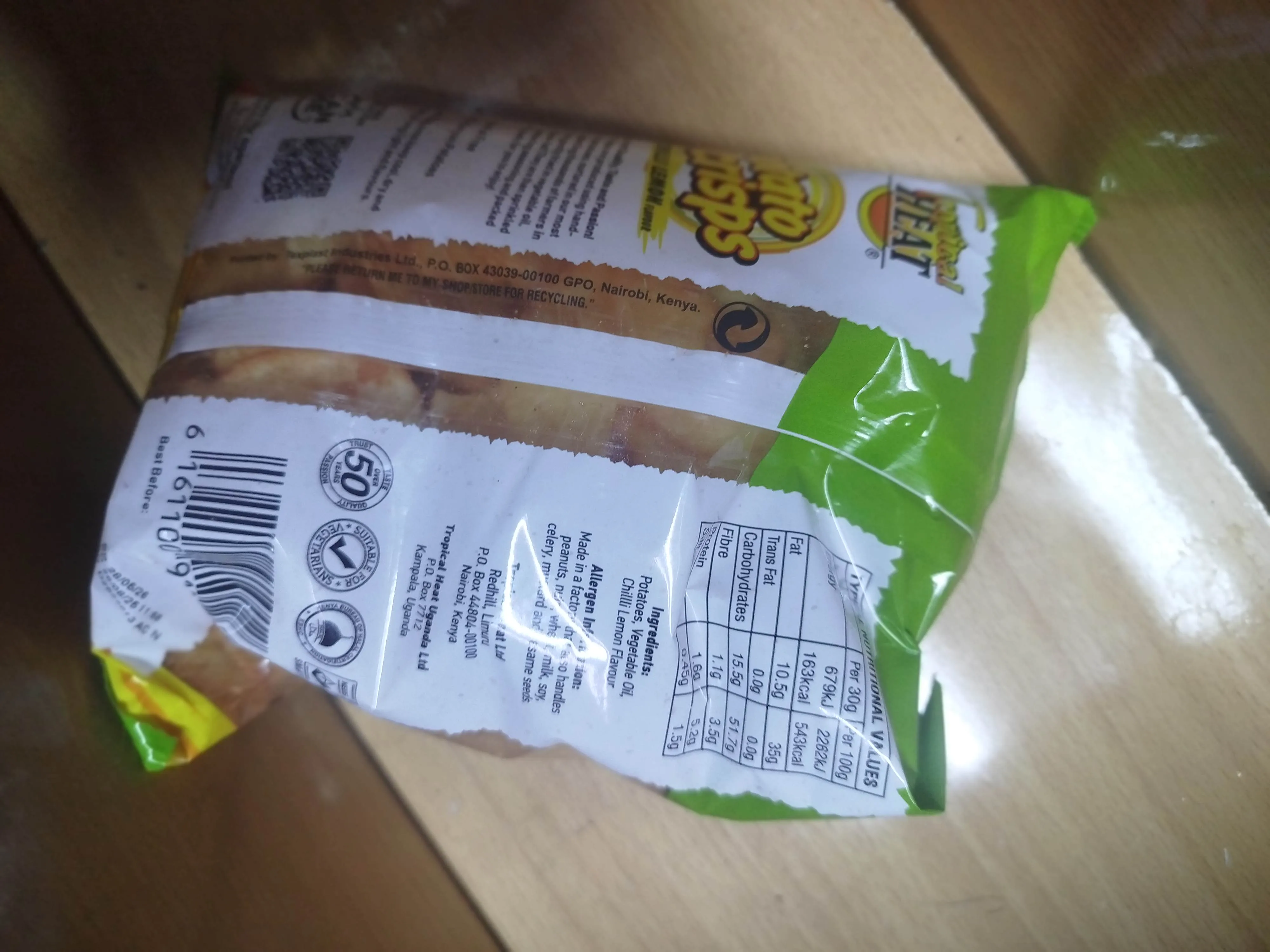 Tropical heat potato crisps - chilli lemon flavour flavour