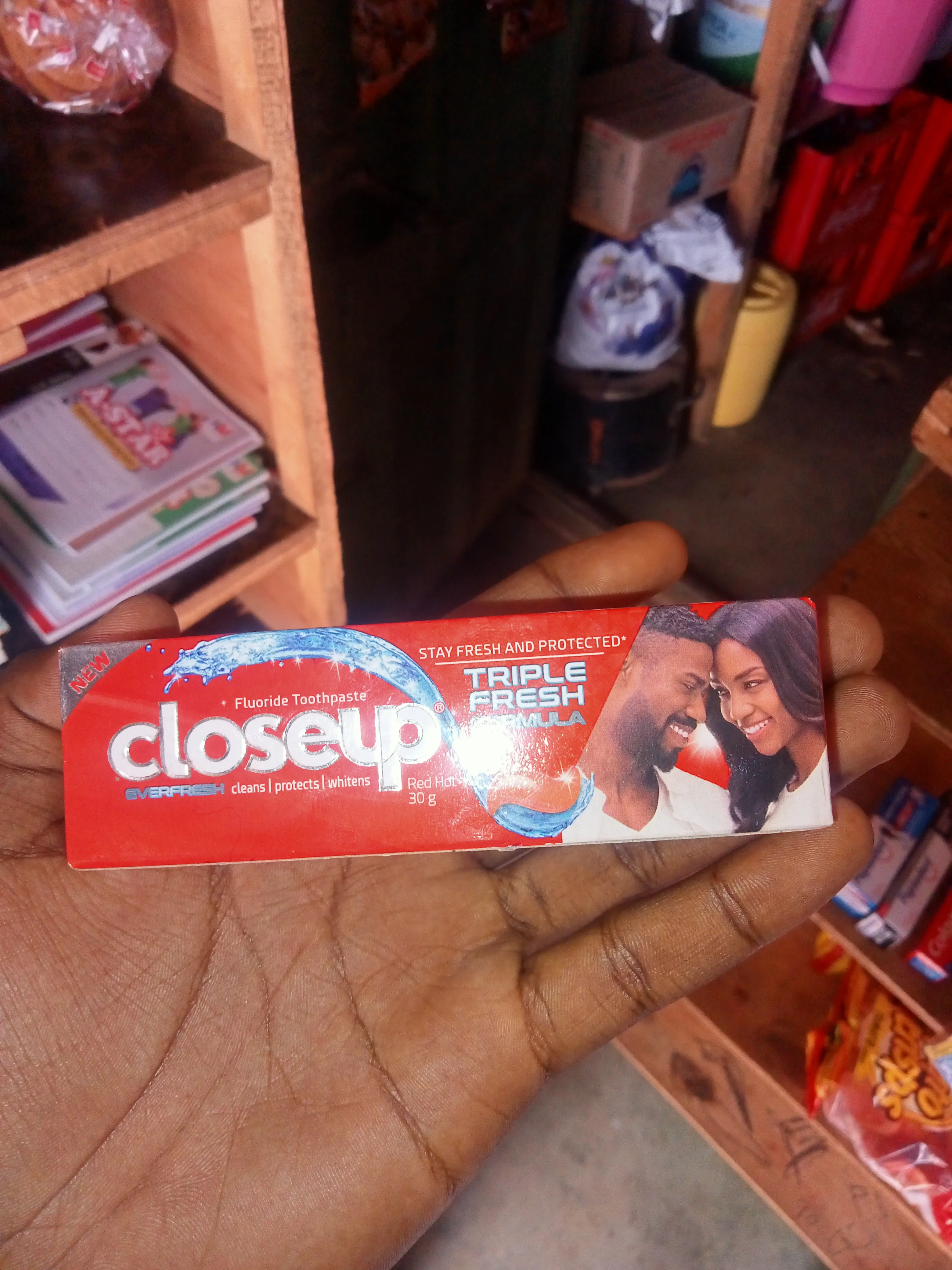 Closeup triple fresh formula