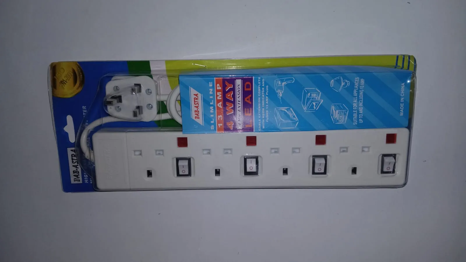 Slimline 13Amp 4-Way Extension