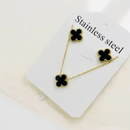Stainless steel necklace and earrings